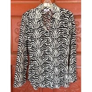 Wrangler Zebra Print Western‎ Sheer Shirt Women's Long Sleeve Animal Snaps Small
